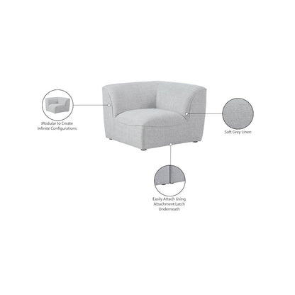 Miramar Grey Durable Linen Textured Corner