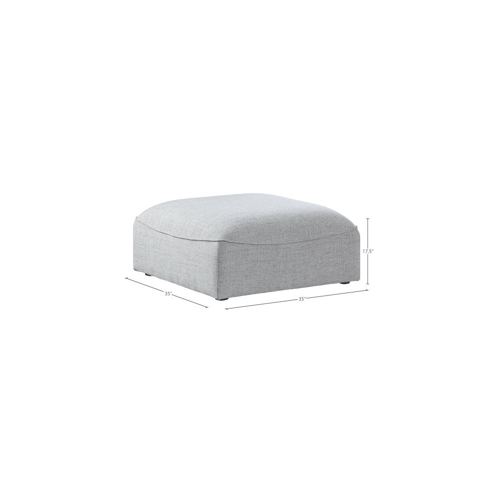 Miramar Grey Durable Linen Textured Ottoman