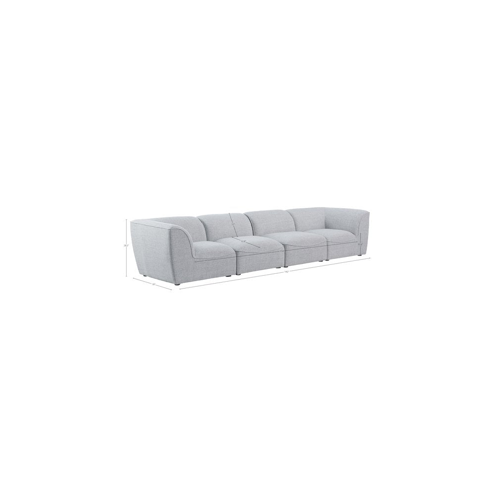 Miramar Grey Durable Linen Textured Modular Sofa