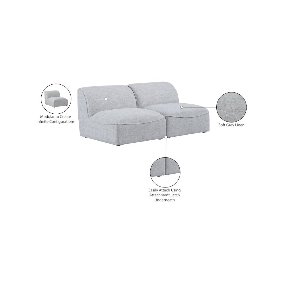 Miramar Grey Durable Linen Textured Modular Sofa