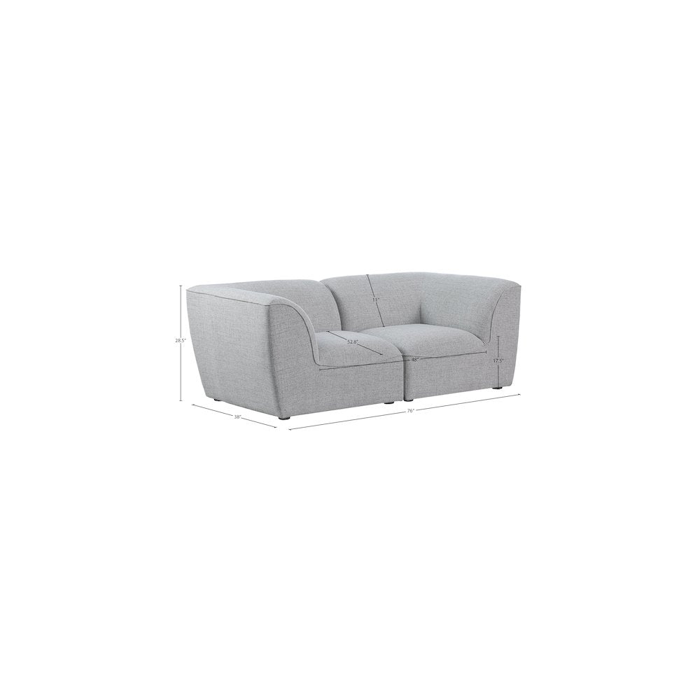 Miramar Grey Durable Linen Textured Modular Sofa