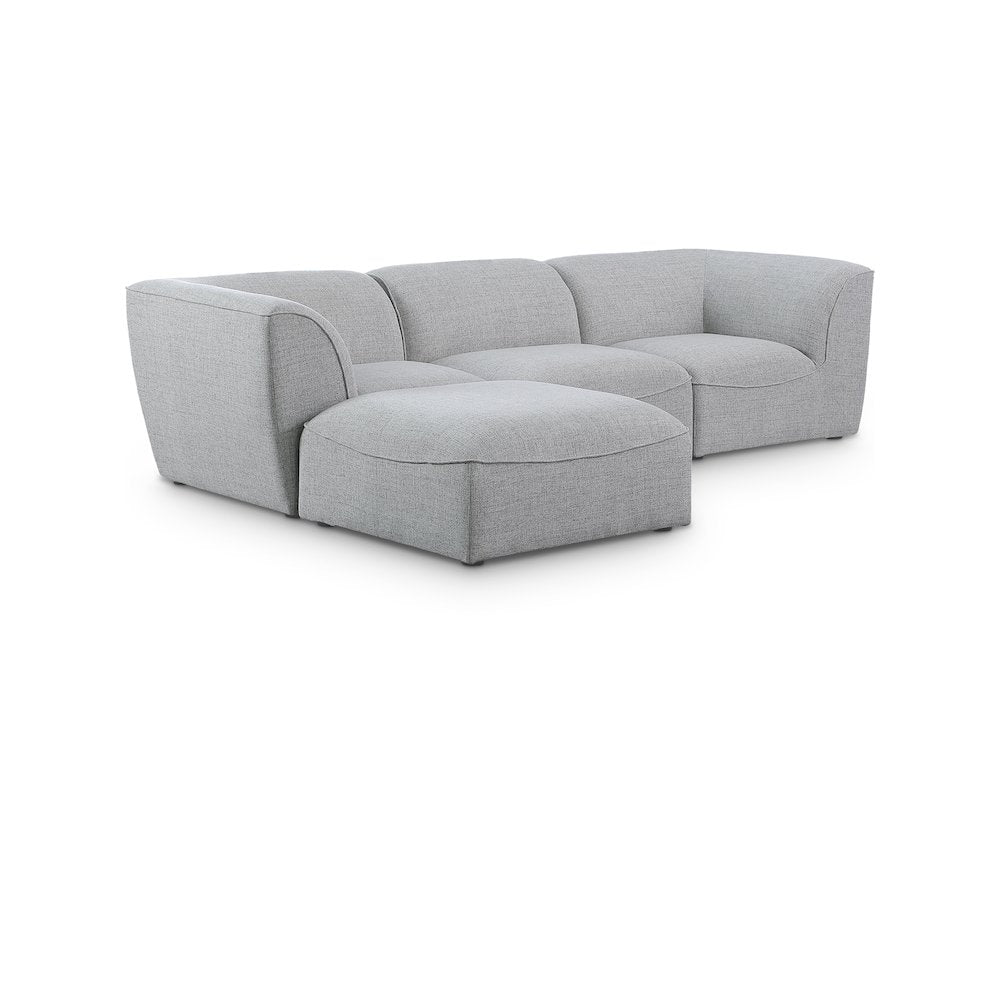 Miramar Grey Durable Linen Textured Modular Sectional