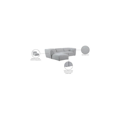 Miramar Grey Durable Linen Textured Modular Sectional