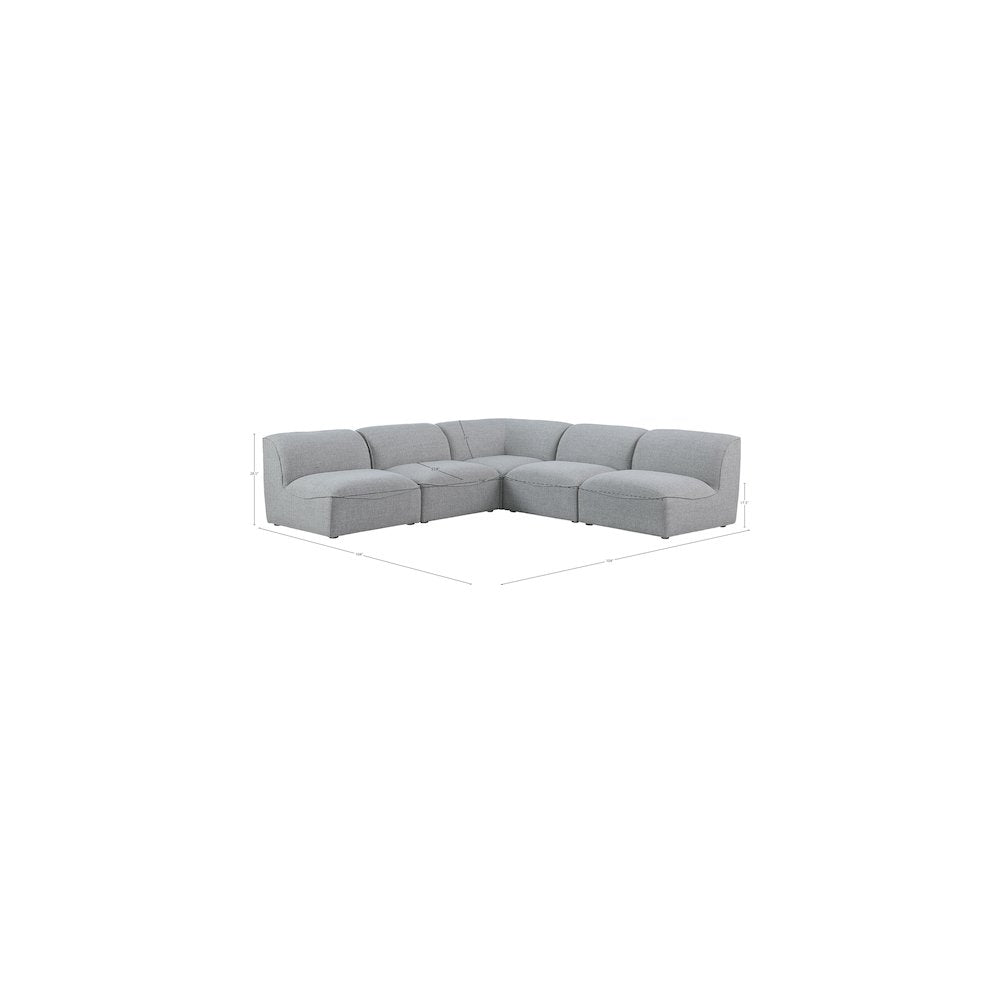 Miramar Grey Durable Linen Textured Modular Sectional