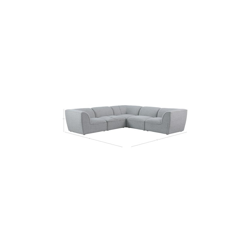 Miramar Grey Durable Linen Textured Modular Sectional