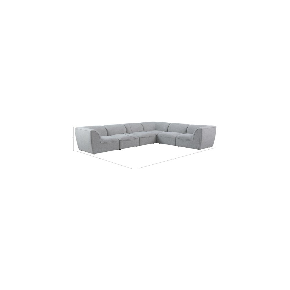 Miramar Grey Durable Linen Textured Modular Sectional