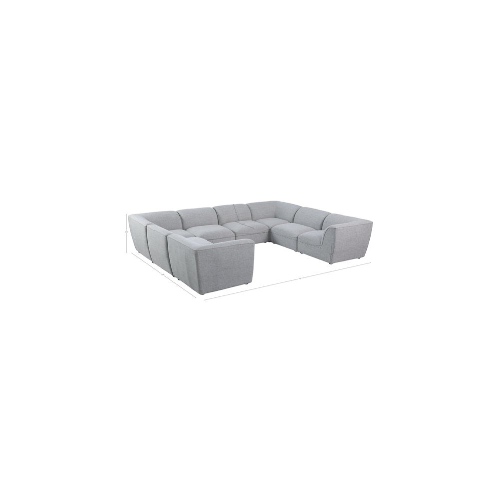 Miramar Grey Durable Linen Textured Modular Sectional