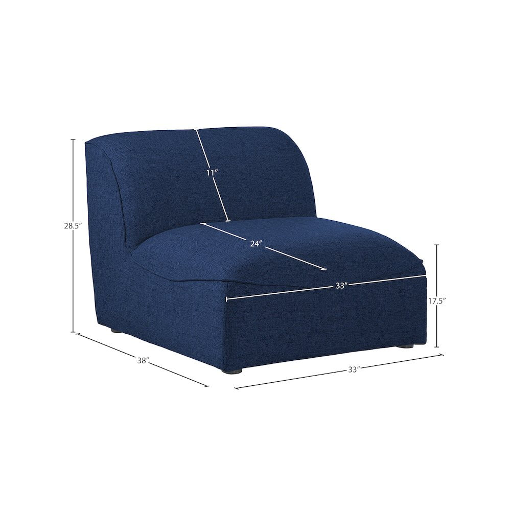 Miramar Navy Durable Linen Textured Armless