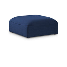 Miramar Navy Durable Linen Textured Ottoman