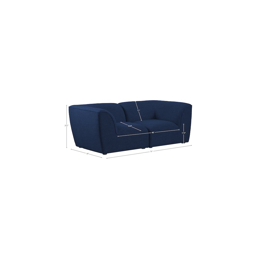 Miramar Navy Durable Linen Textured Modular Sofa