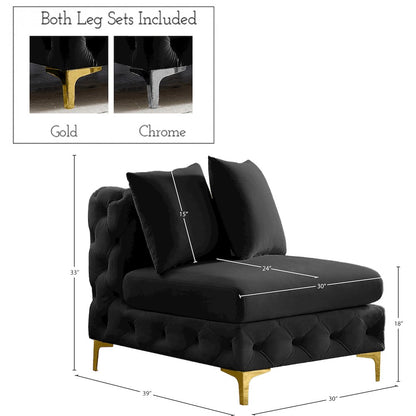 Tremblay Black Velvet Armless Chair