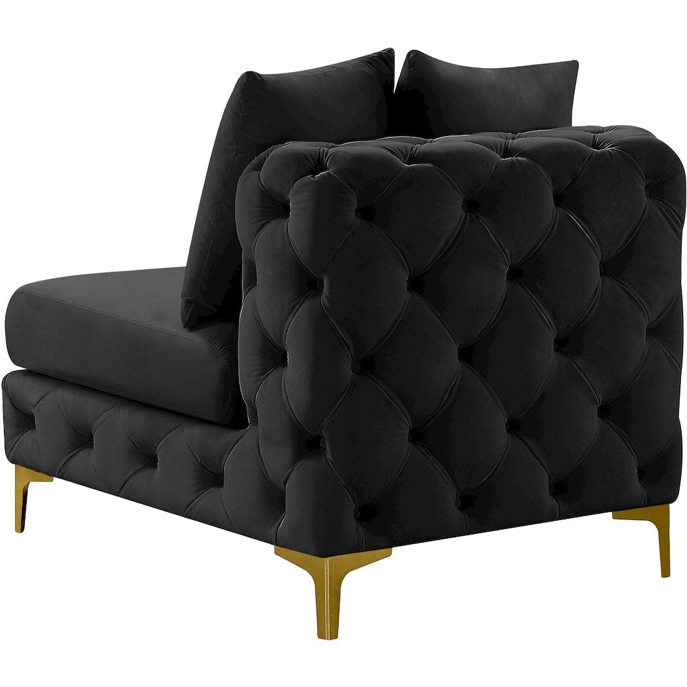 Tremblay Black Velvet Armless Chair