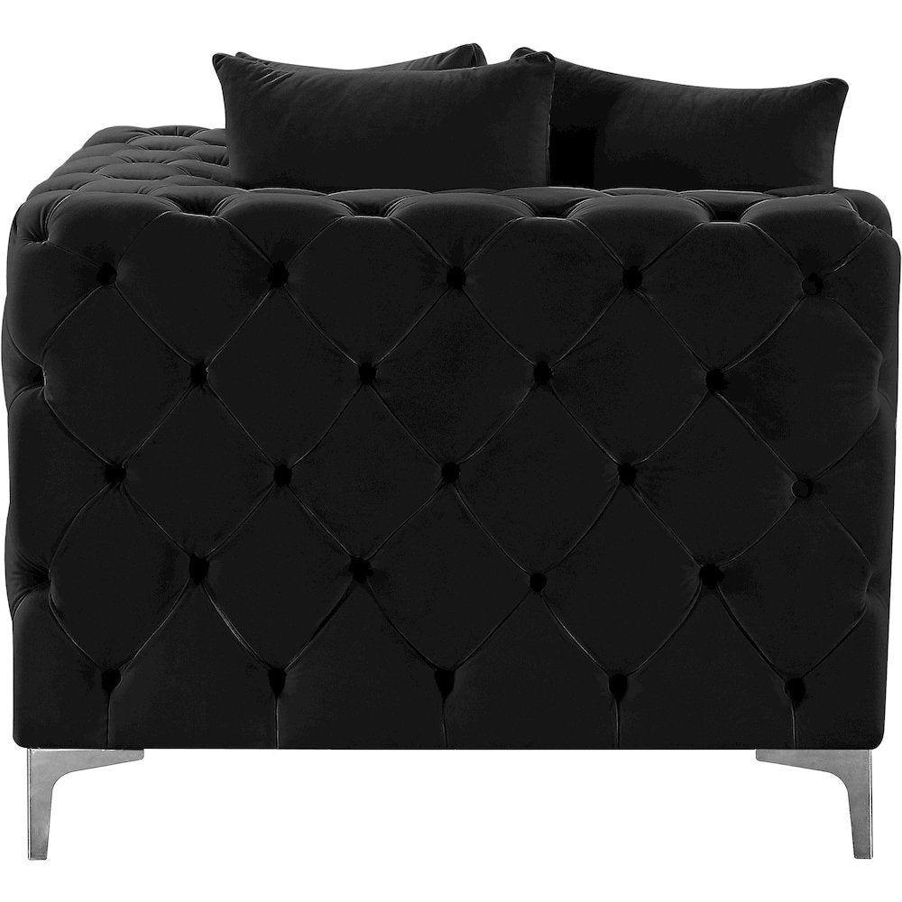 Tremblay Black Velvet Corner Chair