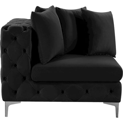 Tremblay Black Velvet Corner Chair