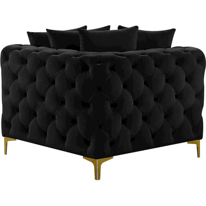 Tremblay Black Velvet Corner Chair