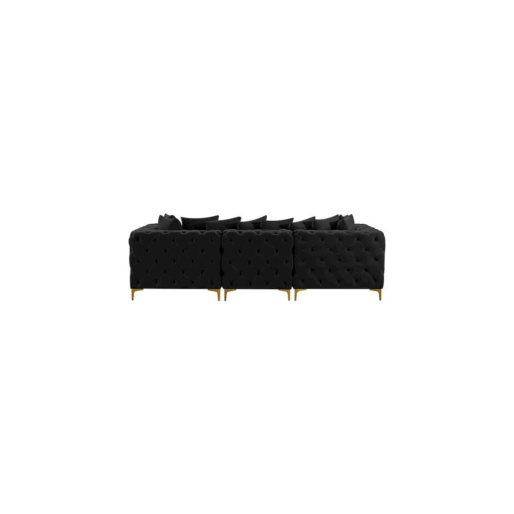 Tremblay Black Velvet Modular Sofa