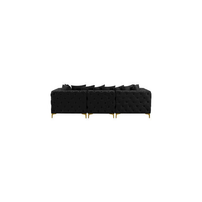 Tremblay Black Velvet Modular Sofa