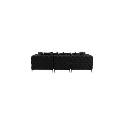 Tremblay Black Velvet Modular Sofa