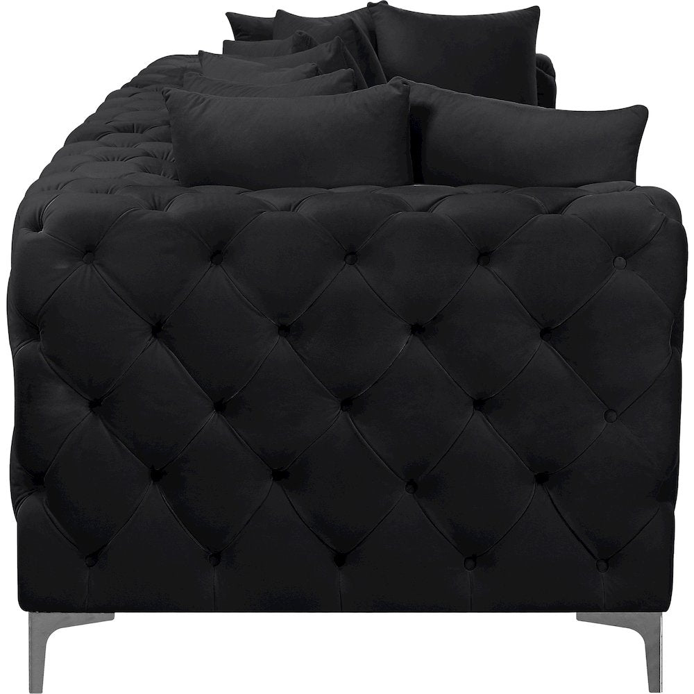 Tremblay Black Velvet Modular Sofa