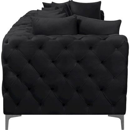 Tremblay Black Velvet Modular Sofa