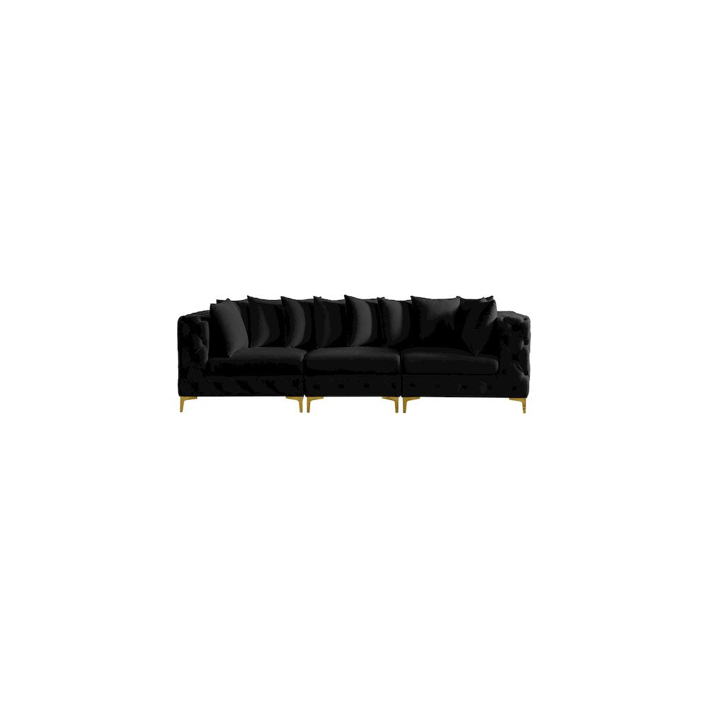 Tremblay Black Velvet Modular Sofa