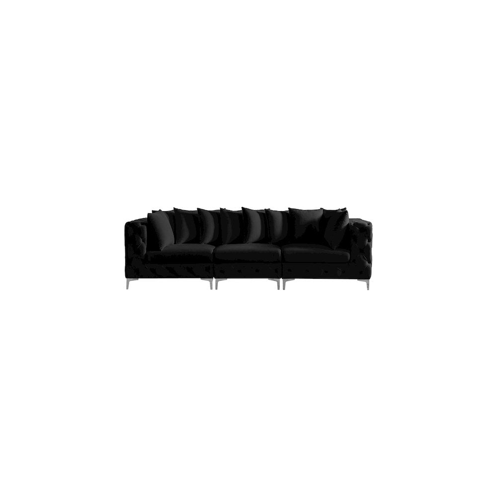 Tremblay Black Velvet Modular Sofa