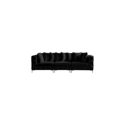 Tremblay Black Velvet Modular Sofa
