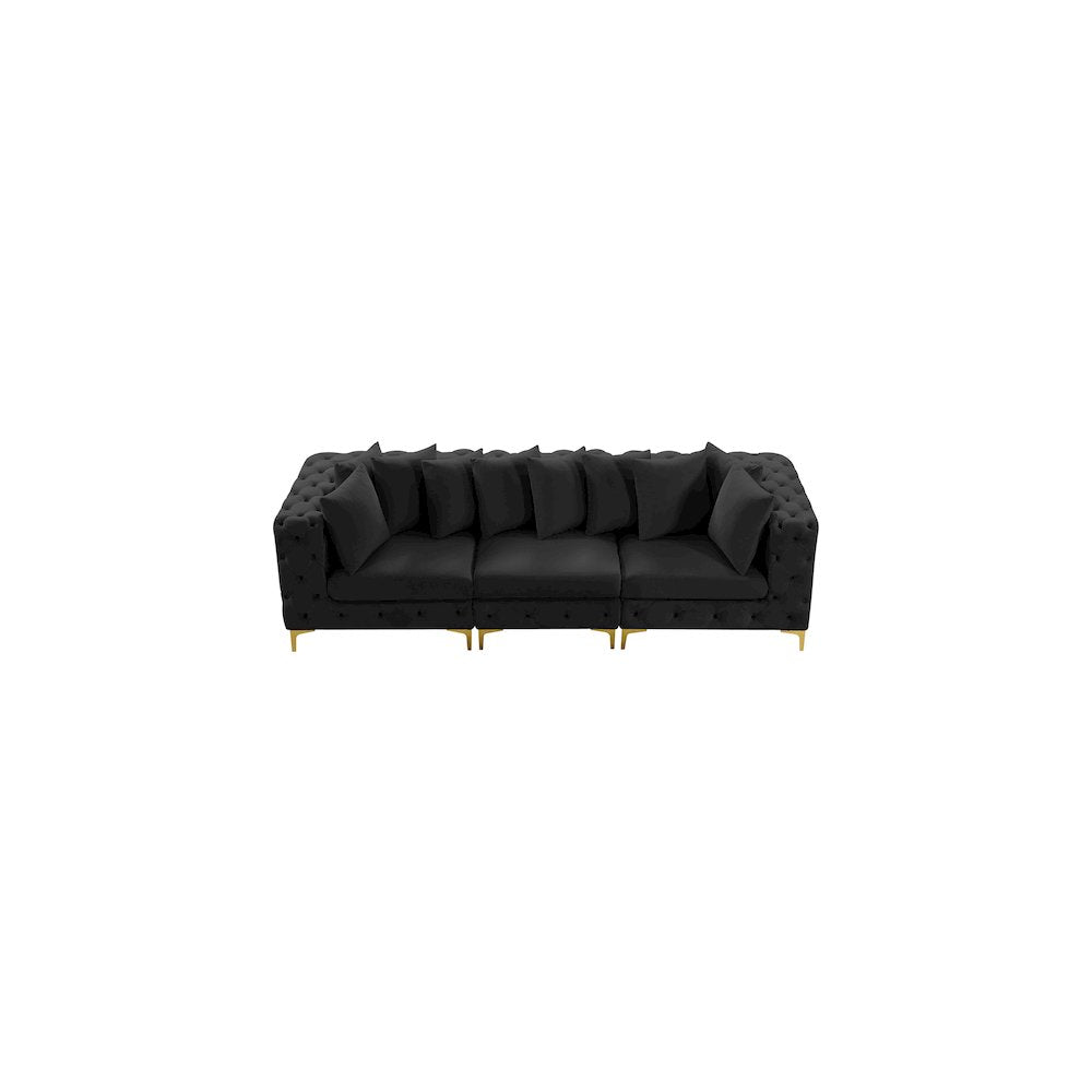 Tremblay Black Velvet Modular Sofa