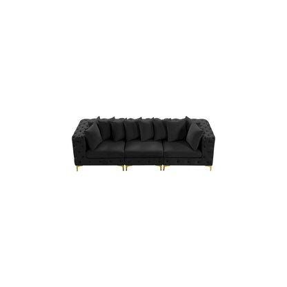 Tremblay Black Velvet Modular Sofa