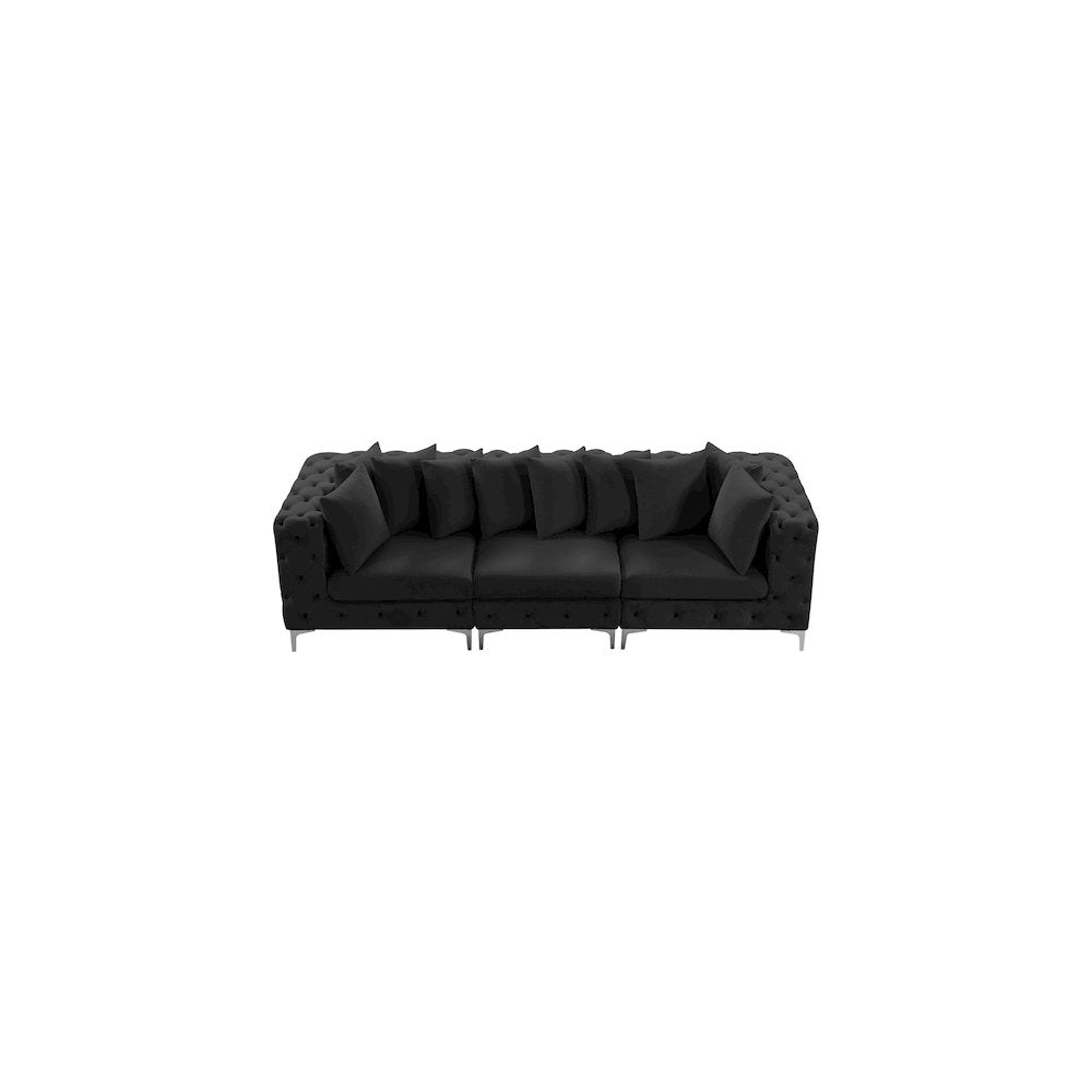 Tremblay Black Velvet Modular Sofa