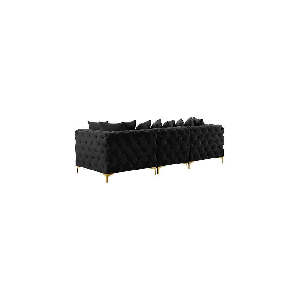 Tremblay Black Velvet Modular Sofa