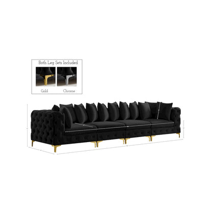 Tremblay Black Velvet Modular Sofa