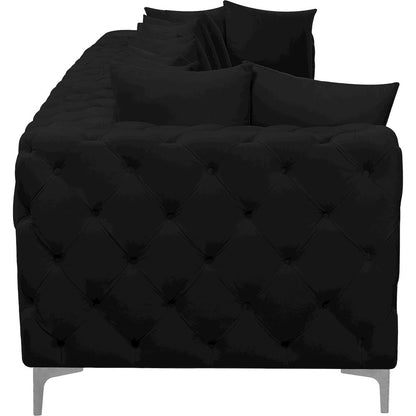 Tremblay Black Velvet Modular Sofa