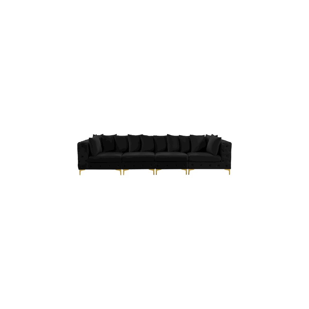 Tremblay Black Velvet Modular Sofa