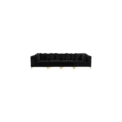 Tremblay Black Velvet Modular Sofa