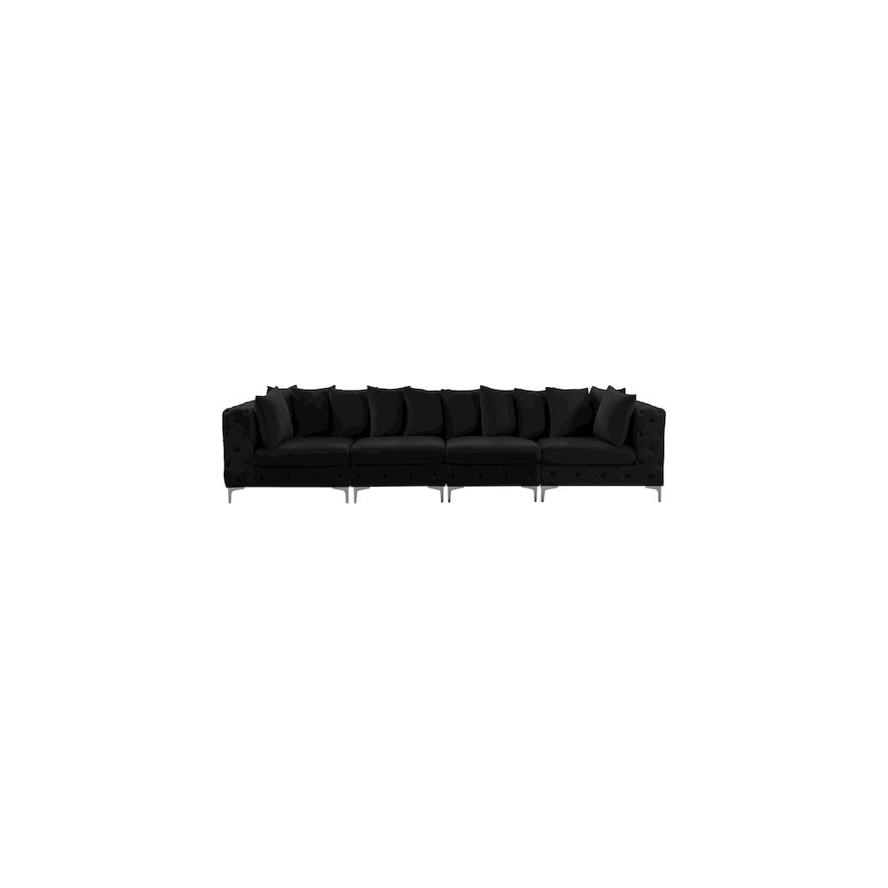 Tremblay Black Velvet Modular Sofa