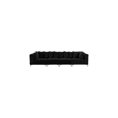 Tremblay Black Velvet Modular Sofa