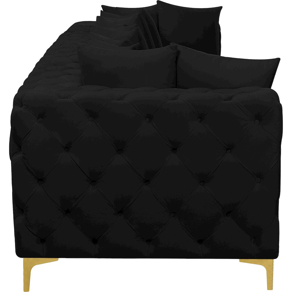 Tremblay Black Velvet Modular Sofa