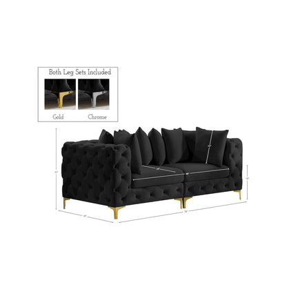 Tremblay Black Velvet Modular Sofa