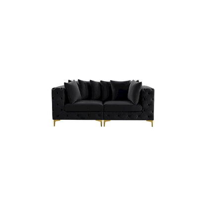 Tremblay Black Velvet Modular Sofa