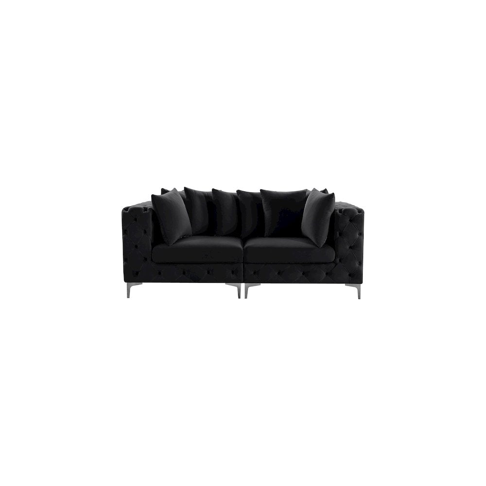 Tremblay Black Velvet Modular Sofa