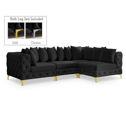 Tremblay Black Velvet Modular Sectional