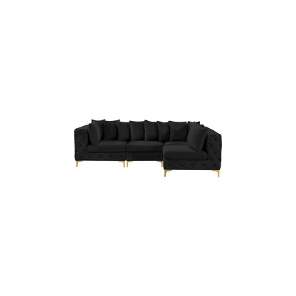 Tremblay Black Velvet Modular Sectional