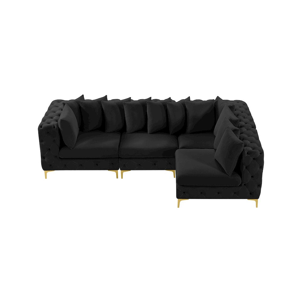 Tremblay Black Velvet Modular Sectional