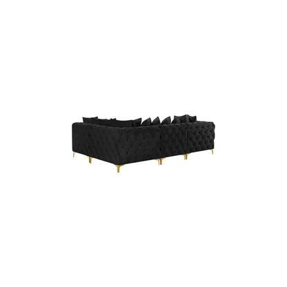 Tremblay Black Velvet Modular Sectional