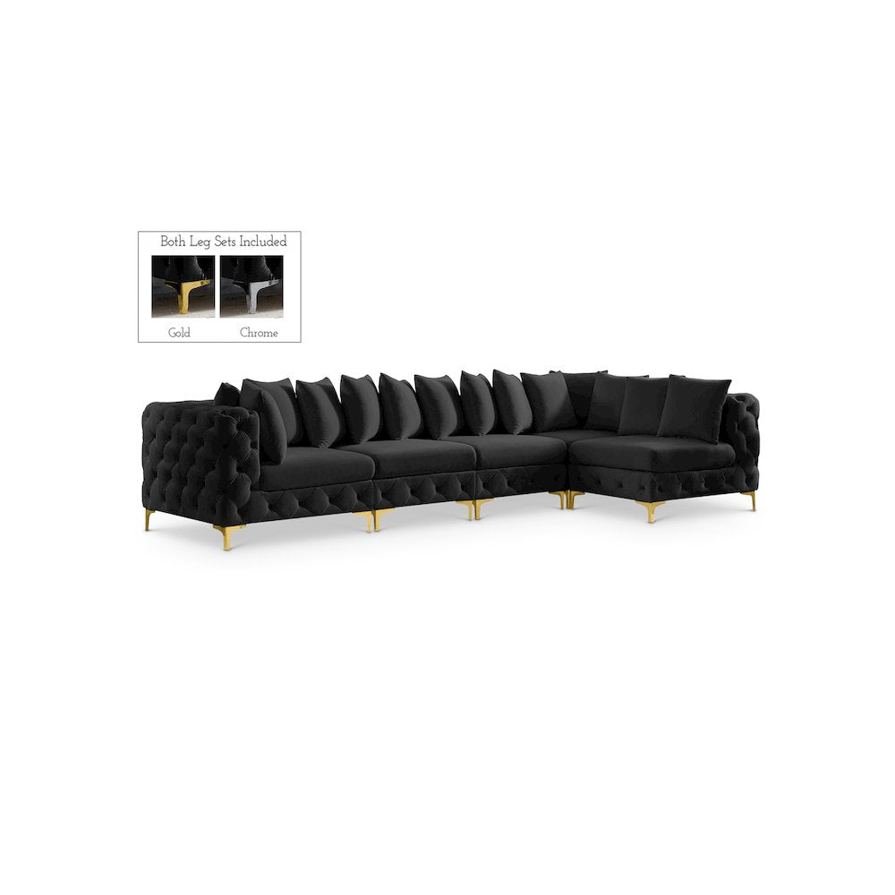 Tremblay Black Velvet Modular Sectional