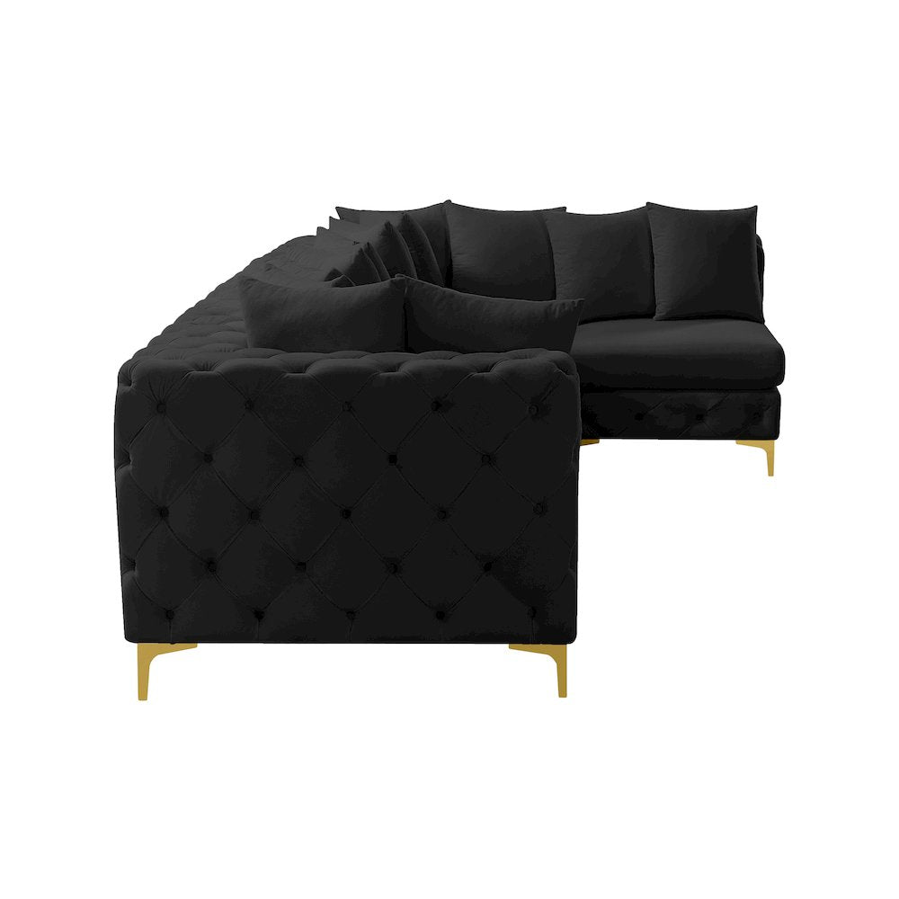 Tremblay Black Velvet Modular Sectional