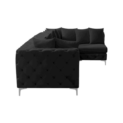 Tremblay Black Velvet Modular Sectional