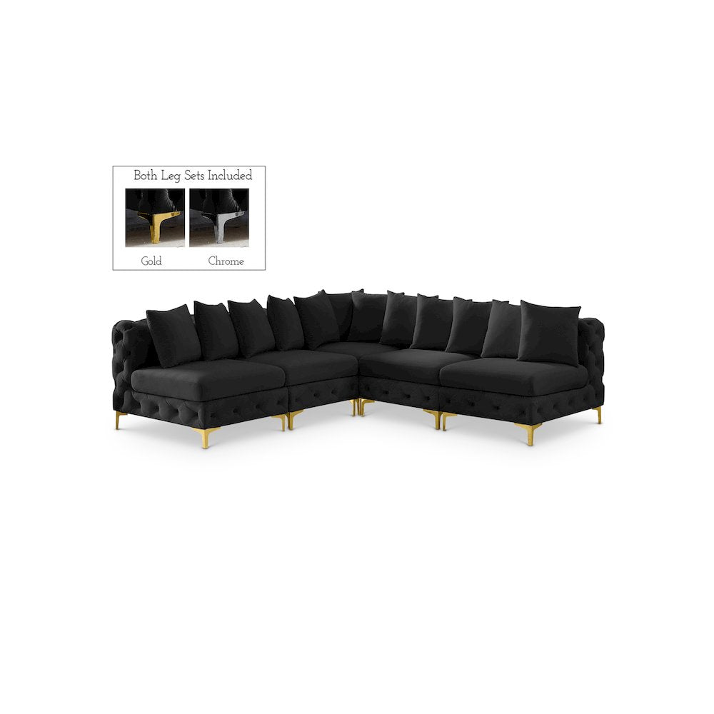 Tremblay Black Velvet Modular Sectional