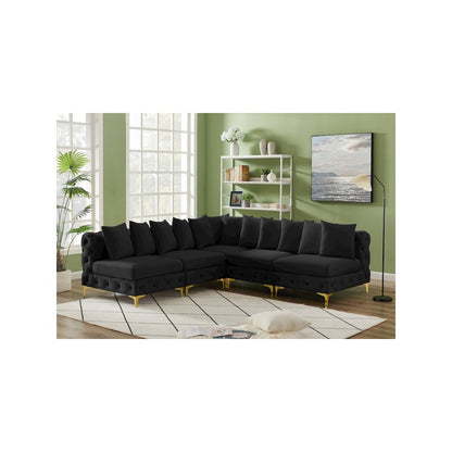 Tremblay Black Velvet Modular Sectional